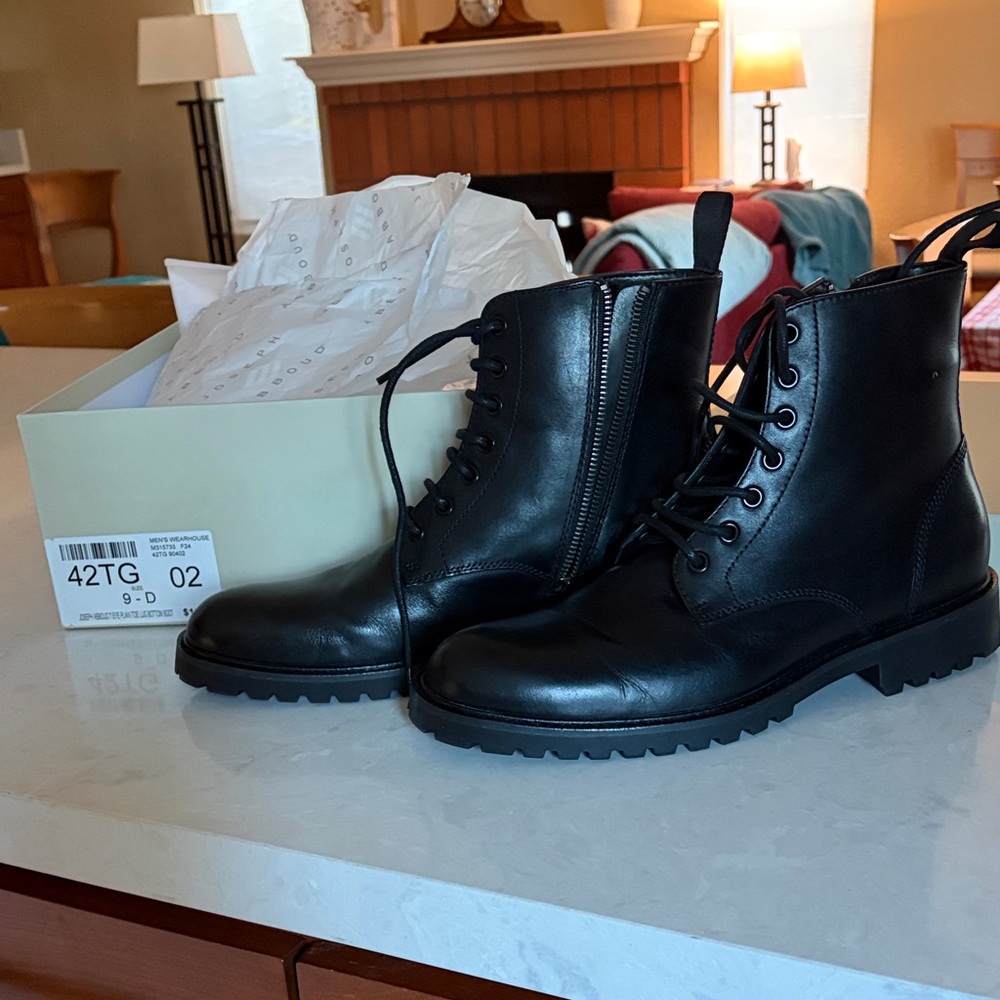 Joseph Abboud Black Leather Men's Boots